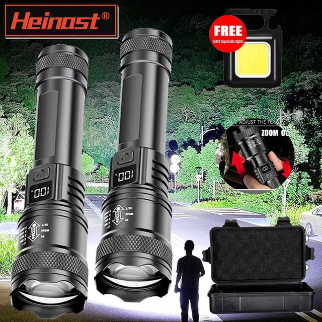 Heinast High-Power Taschenlampe mit Display, wiederaufladbar und zoombar, Schwarz - Bild 1