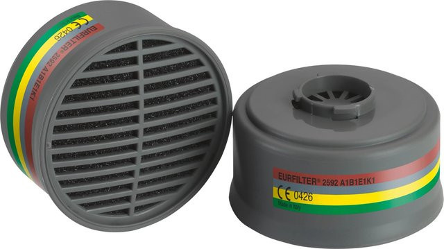 LUX-TOOLS Compakt Filter A1B1E1K1 für Halbmaske, 2 Stück, Grau, EN 149 - Bild 1