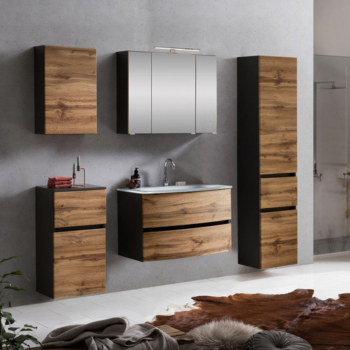 HELD MÖBEL Waschtisch-Set KOPENHAGEN in Braun und Grau, 8-teilig, modern und wandmontiert - Bild 2