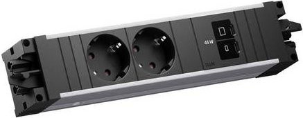 Bachmann STEP ALU 2xCEE7/3 BM0022274 Aluminium Schwarz mit USB-C - Bild 1