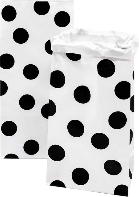 Rico Design Paper Poetry Maxi-Blockbodenbeutel mit Punktemuster, 2 Stück, Schwarz-Weiß, B: 60 cm, T: 28 cm, H: 17 cm - Bild 1