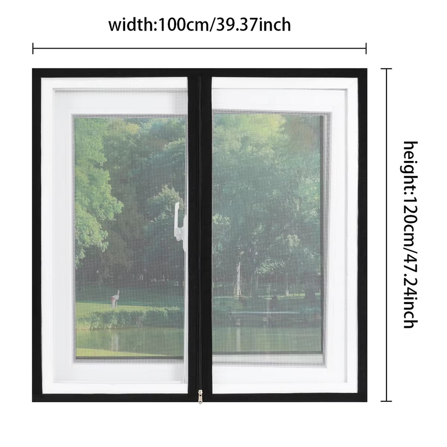 TranquilTouch Selbstklebender Fensterschutz mit Reißverschluss als Insektennetz in Schwarz, B/H: 90 x 110 cm - Bild 6