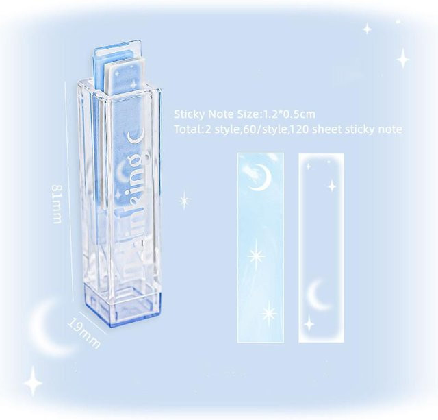 NATAWA Mini-Notizblock mit Aufbewahrungsbox, 120 Blatt, blaues Schmetterlings-Mond-Design mit Farbverlauf - Bild 1