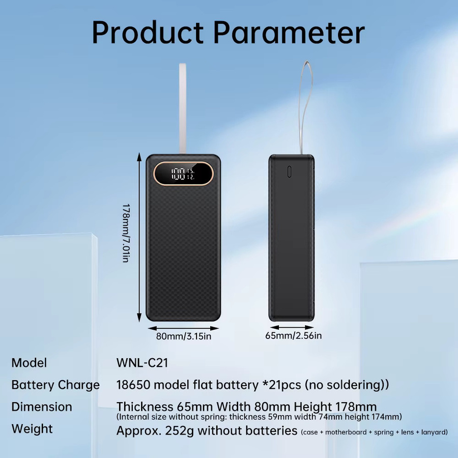 DIY Powerbank Gehäuse für 21 18650 Akkus mit Dual USB und Typ C Anschluss in Schwarz oder Weiß - Bild 2