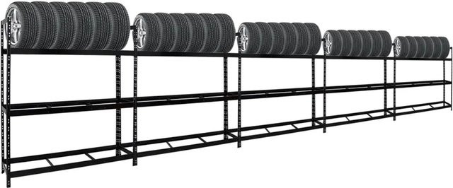 PROREGAL Reifenregal Tiger XL Schwarz, 5er Set aus Stahl, H x B x T: 200 x 180 x 45 cm - Bild 1