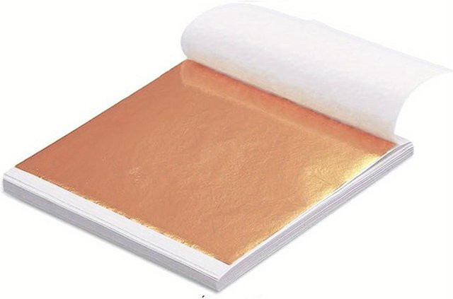 SZ-JZQ Kupferfolie Set mit 500 Blatt dekorative Metallblätter in Roségold und Braun zum Basteln und Vergolden - Bild 1