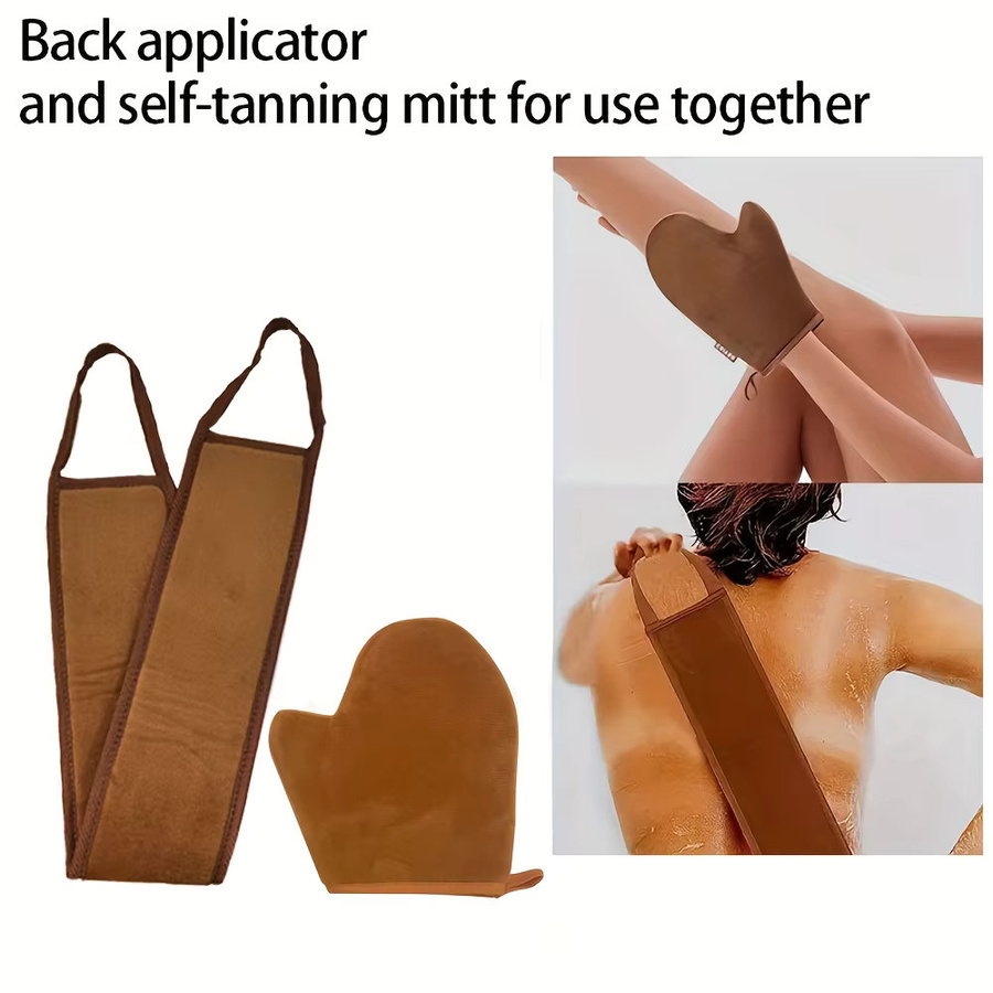 3-teiliges Selbstbräunungsset mit Rückenapplikator und Handschuhen, Gesicht und Körper - Bild 2