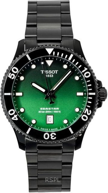 Tissot Seastar 1000 Taucheruhr, Quarz, Edelstahl, Grün, 40 mm, Herren - Bild 1