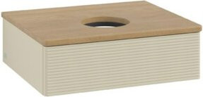 V&B Waschtischunterschrank Antao mit Frontstruktur in Eiche grau lackiert, B/T/H: 60 x 50 x 19 cm - Bild 1