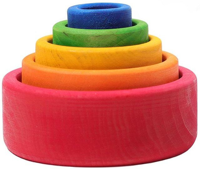 Waldburg Montessori Regenbogen Baustein, Massivholz, Lernspielzeug, ab 3 Jahre - Bild 1