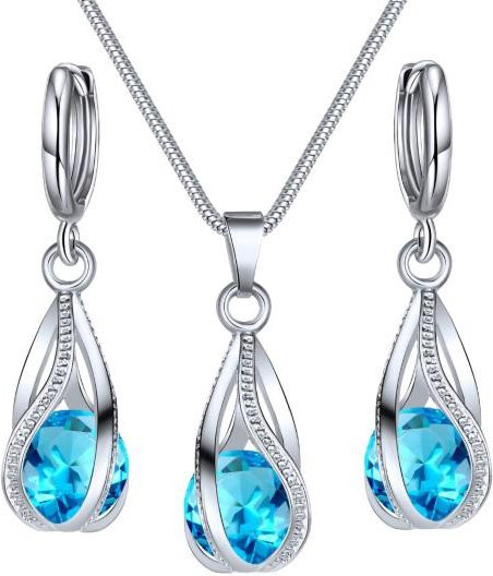 Talos Trinket Schmuck-Set, Ohrringe und Halskette, Kristall, blau, Damen - Bild 1