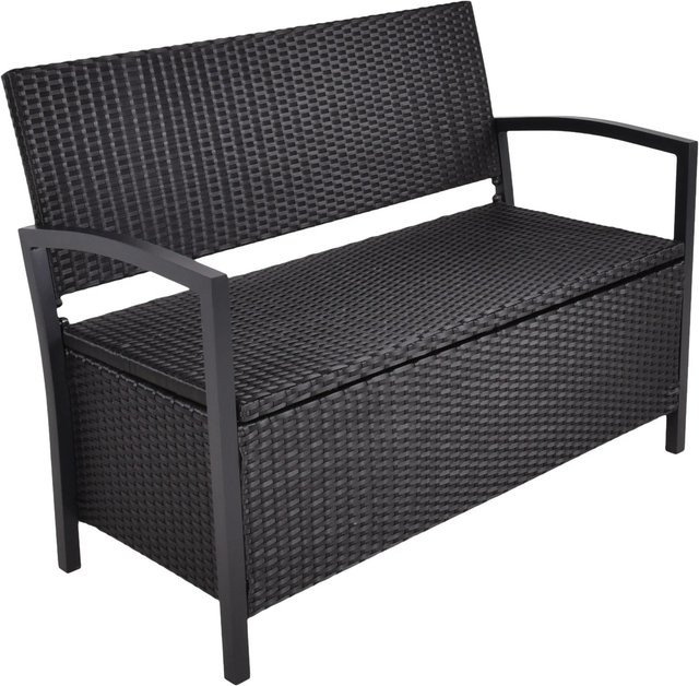 Garden Pleasure Parkbank Ferrara aus Aluminium mit Ablagefach in Schwarz, B/T/H: 117 x 86 x 58 cm - Bild 1