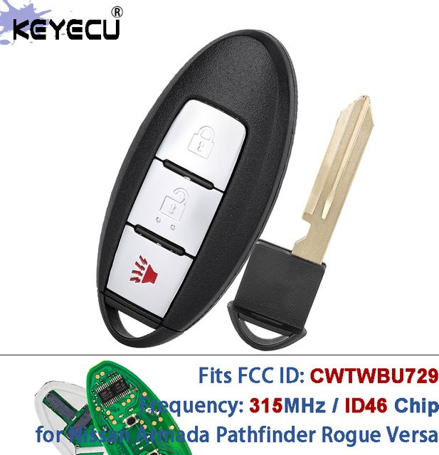 KEYECU Smart Remote Key Fob CWTWBU729 mit 315 MHz ID46 Chip in Schwarz für Nissan Armada, Pathfinder 2008-2012, Rogue 2008-2013 und Versa 2007-2012 - Bild 1