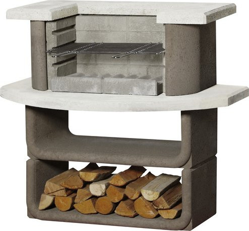 Buschbeck Grillbar Montana in Weiß mit Holzfach für Holzkohle und Holz - Bild 3
