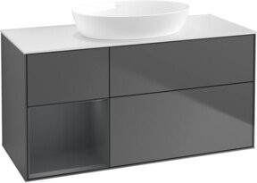 V&B Waschtischunterschrank Finion in Anthrazit mit Mittelregal, Breite: 120 cm, Tiefe: 50,1 cm, Höhe: 50,1 cm - Bild 1