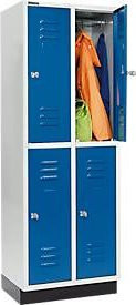 Schäfer Shop Select Kleiderspind mit 2 x 2 Abteilen, Zylinderschloss und Sockel, Farbe: Enzianblau - Bild 1