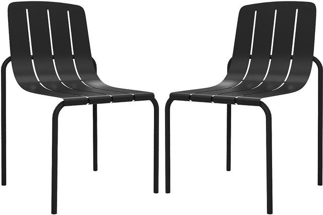Gartenstuhl Balvora Vente-unique in Schwarz Matt aus Metall, stapelbar - Bild 1