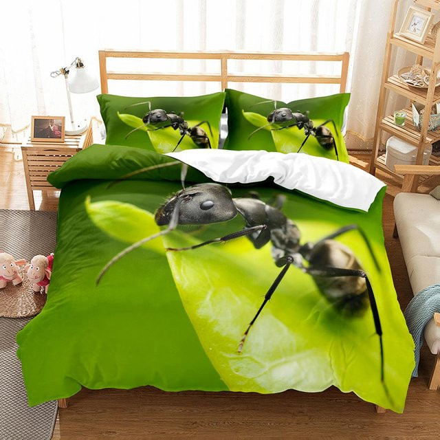 Bettwäsche-Set mit Tier-Motiv für Kinder von Binchi Outdoor Product, grün, aus Polyester und Mikrofaser, bestehend aus Bettbezug und Kissenbezug, B/H: 135 x 200 cm - Bild 1