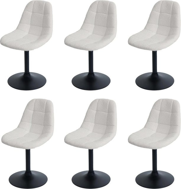 CHEFGASTRO Esszimmerstuhl 6er-Set in Beige mit Bouclé-Stoff und Stahlgestell, H: 83 cm, B: 47 cm, T: 43 cm, Sitzhöhe: 47 cm - Bild 1