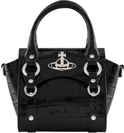 Vivienne Westwood Schultertasche, Krokodilmuster, Leder, Schwarz, Damen - Bild 1