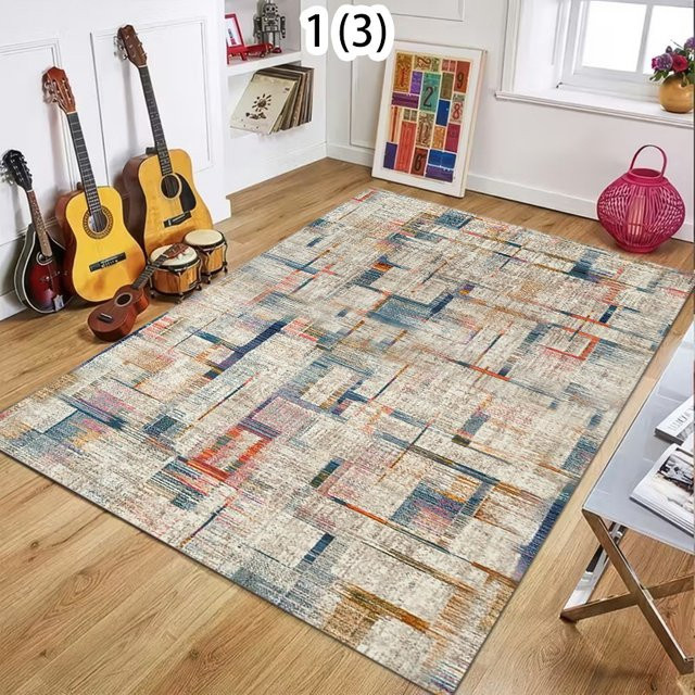 Moderner Vintage Farbblock-Graffiti-Teppich in Multicolour, abstrakter und waschbarer Teppich für Wohnzimmer, Küche und Eingangsbereich, fleckresistent - Bild 1