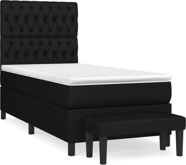 vidaXL Boxspringbett Hybrid mit Matratze Schwarz B/T/H: 100 x 200 x 128 cm - Bild 1