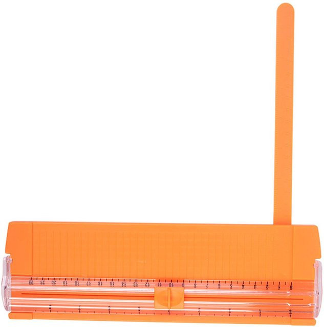 GoolRC Papierschneider mit 2-Wege-Klinge und Doppelskala in Orange und Weiß aus Kunststoff und Stahl, B/H/T: 27 x 8,5 x 2,5 cm - Bild 1
