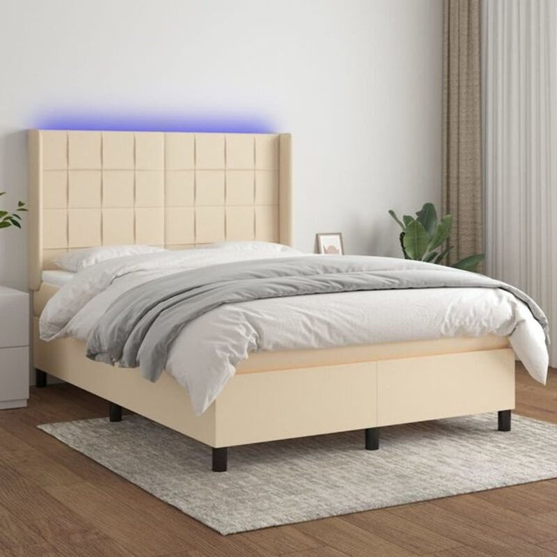 Vidaxl Boxspringbett mit Matratze in Beige aus Stoff, B/T/H: 200 x 140 x 118 cm - Bild 1