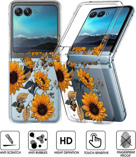 Transparente Handyhülle mit Sonnenblumenmuster für Motorola Razr 50, Razr 40 Ultra und Razr 40, stoßfeste Schutzhülle mit harter Abdeckung - Bild 1