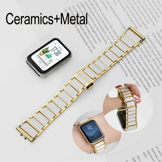CAOWTAN Smartwatch-Armband Keramik, Metall, Damen, Samsung Galaxy Watch Fit 3 - Bild 1