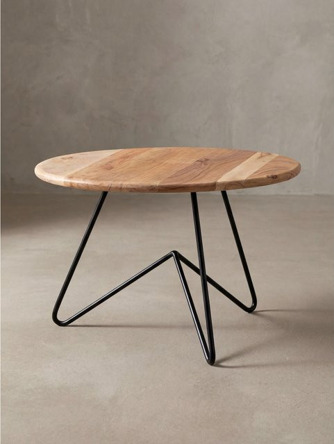 Runder Couchtisch aus Akazien-Massivholz von KADIMA DESIGN in Braun, B/T/H: 60 x 39,5 x 60 cm - Bild 1