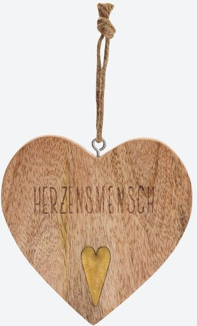 NKD Deko-Herz aus Mangoholz in Braun, B/H: 12,5 x 12,5 cm - Bild 1