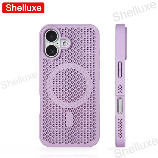 Shelluxe Magnetische Kühlhülle für iPhone mit atmungsaktivem Mesh aus PC Hartschale in Violett - Bild 1