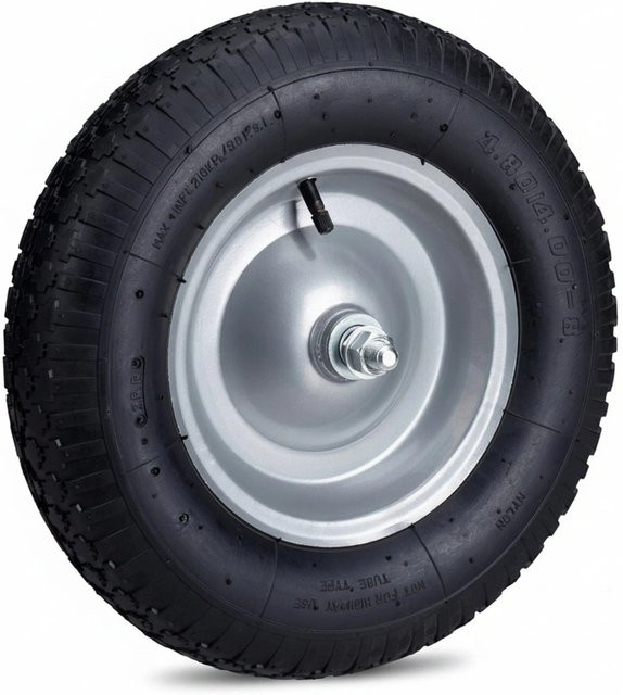 Relaxdays Schubkarrenrad aus Gummi und Stahl in Schwarz und Grau, luftbereift mit Achse, Durchmesser: 39 cm, Breite: 9 cm - Bild 1