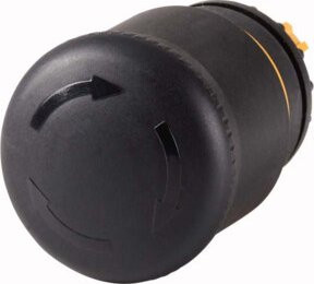 Eaton Pilzdrucktaste in Schwarz und Gelb mit Durchmesser 22 mm, Schutzart IP66, Modell M22S-PVT - Bild 1