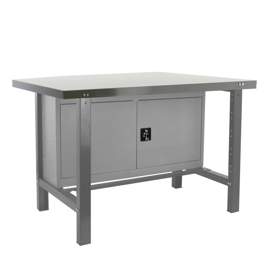PROREGAL Werkbank Buffalo aus Metall mit Schrank in Grau, Traglast 600 kg, H x B x T: 83 x 150 x 73 cm - Bild 2