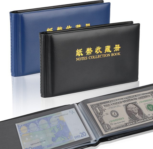 Papiergeld-Sammelalbum mit 30 Seiten für Banknoten und Sammlerstücke in Schwarz oder Blau - Bild 1