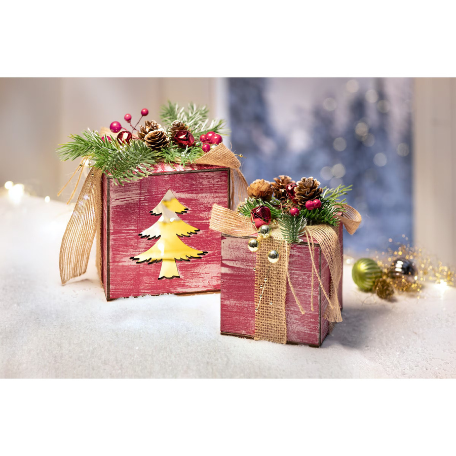 Viva Domo Dekofigur Geschenk-Set aus Metall, 2-teilig, Rot, Winter und Weihnachten Tischdeko - Bild 2