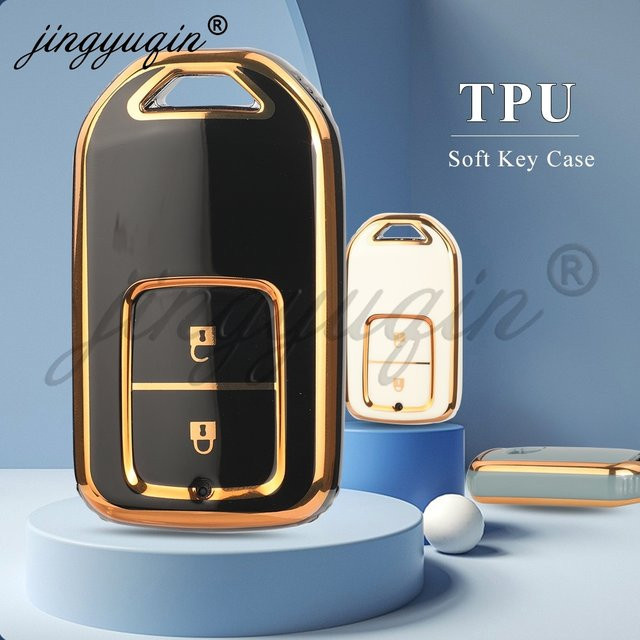 Jingyuqin TPU Auto Fernbedienung Schlüsselhülle für Honda CR-V, Civic, Accord, HR-V, City, Odyssey, XR-V in Schwarz - Bild 1