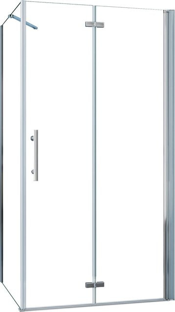 AICA Duschkabine Eckdusche als Falttür mit ESG-Glas in Transparent, B/T/H: 90 x 76 x 185 cm - Bild 1