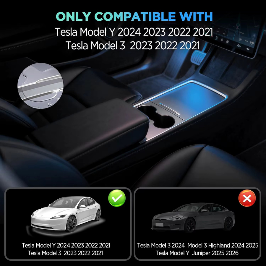 MIYOKAKING USB-Hub-Ladegerät für Tesla Model Y 2020-2024 und Model 3 2020-2023 mit Schnellladung und einziehbaren USB-C Kabeln, Schwarz - Bild 2