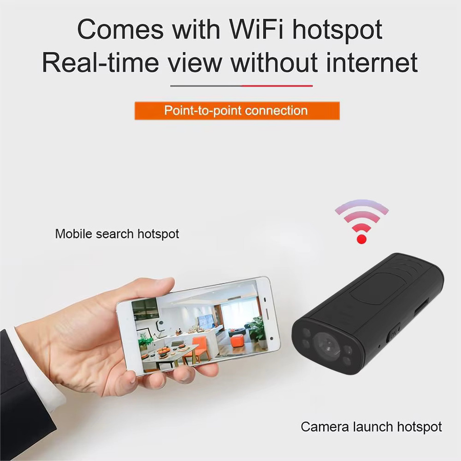 PNZEO Smarte WLAN-Mini-Überwachungskamera mit Bewegungserkennung und Fernüberwachung in Schwarz - Bild 2