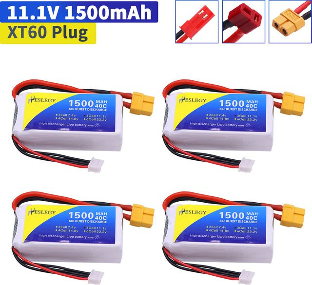 jiaojiren Lipo Batterie, 11,1 V, 1500 mAh, 40C, RC Spielzeug Zubehör - Bild 1