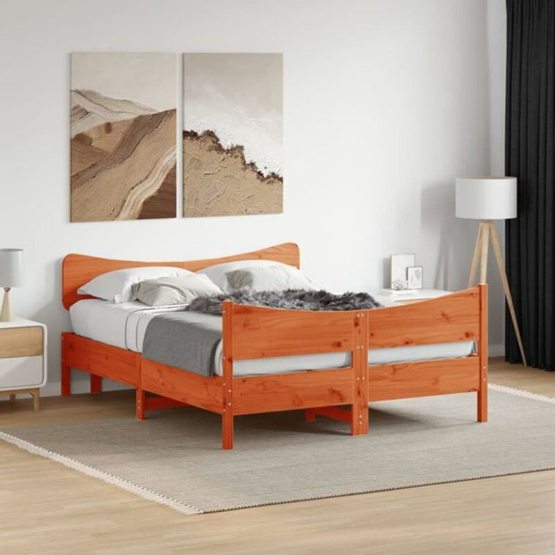 Massivholzbett Vidaxl aus Kiefer in Braun, B/T/H: 140 x 190 cm (ohne Matratze) - Bild 1