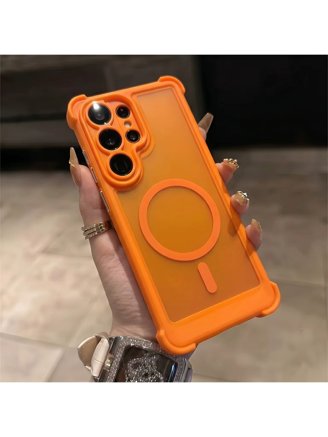 Magnetische Samsung Handyhülle mit Stoßschutz und MagSafe Kompatibilität, matt und durchscheinend, für Samsung Galaxy S26 S25 S24 Ultra Plus, Farben: Transparent, Lila, Orange - Bild 2