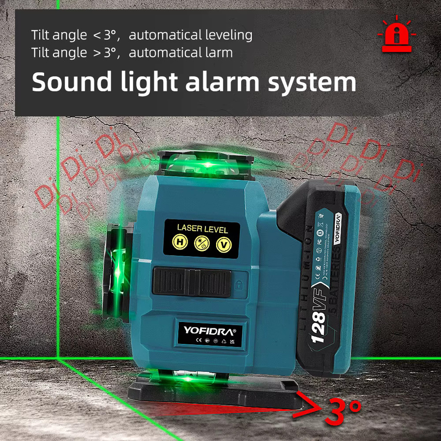 YOFIDRA 4D Laser-Wasserwaage mit 16 Linien, selbstnivellierendes 360 Grad Strahlwerkzeug für Makita 18V Akku - Bild 4