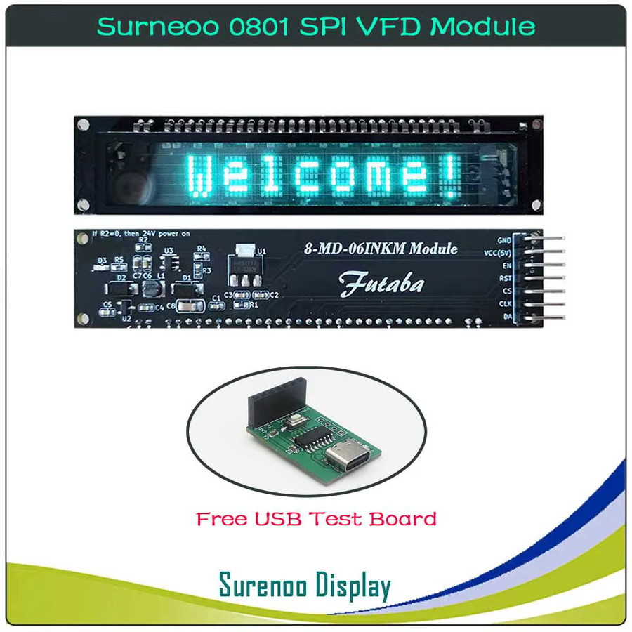 Surenoo 7P 0801 801 8X1 Serielles SPI VFD LCD-Modul-Display für Arduino STM32 C51 - Bild 2