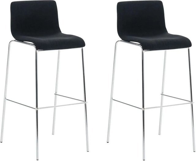 2er Set Barhocker DELUKE TENAR mit Lehne, Stoff Schwarz, Silber, B/T/H: 43 x 48 x 100 cm - Bild 1