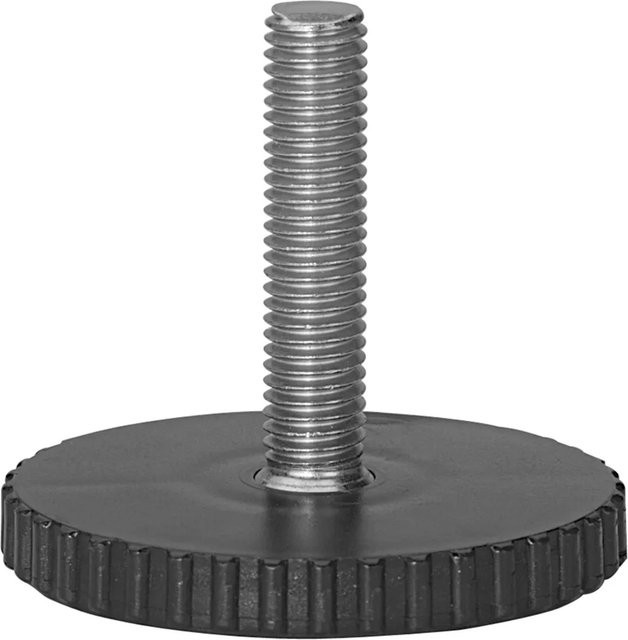 Hettich Verstellschraube mit Gewinde M10 x 50 mm und Durchmesser 45 mm in Stahl und Kunststoff, Schwarz/Silber - Bild 1