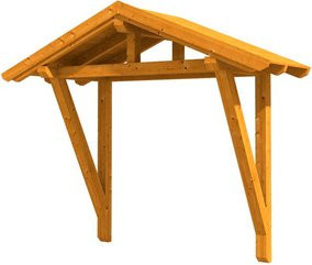 Skan Holz Haustür-Vordach Stralsund 2 aus nordischer Fichte in Eiche hell-braun, Breite: 289 cm, Tiefe: 116 cm - Bild 1